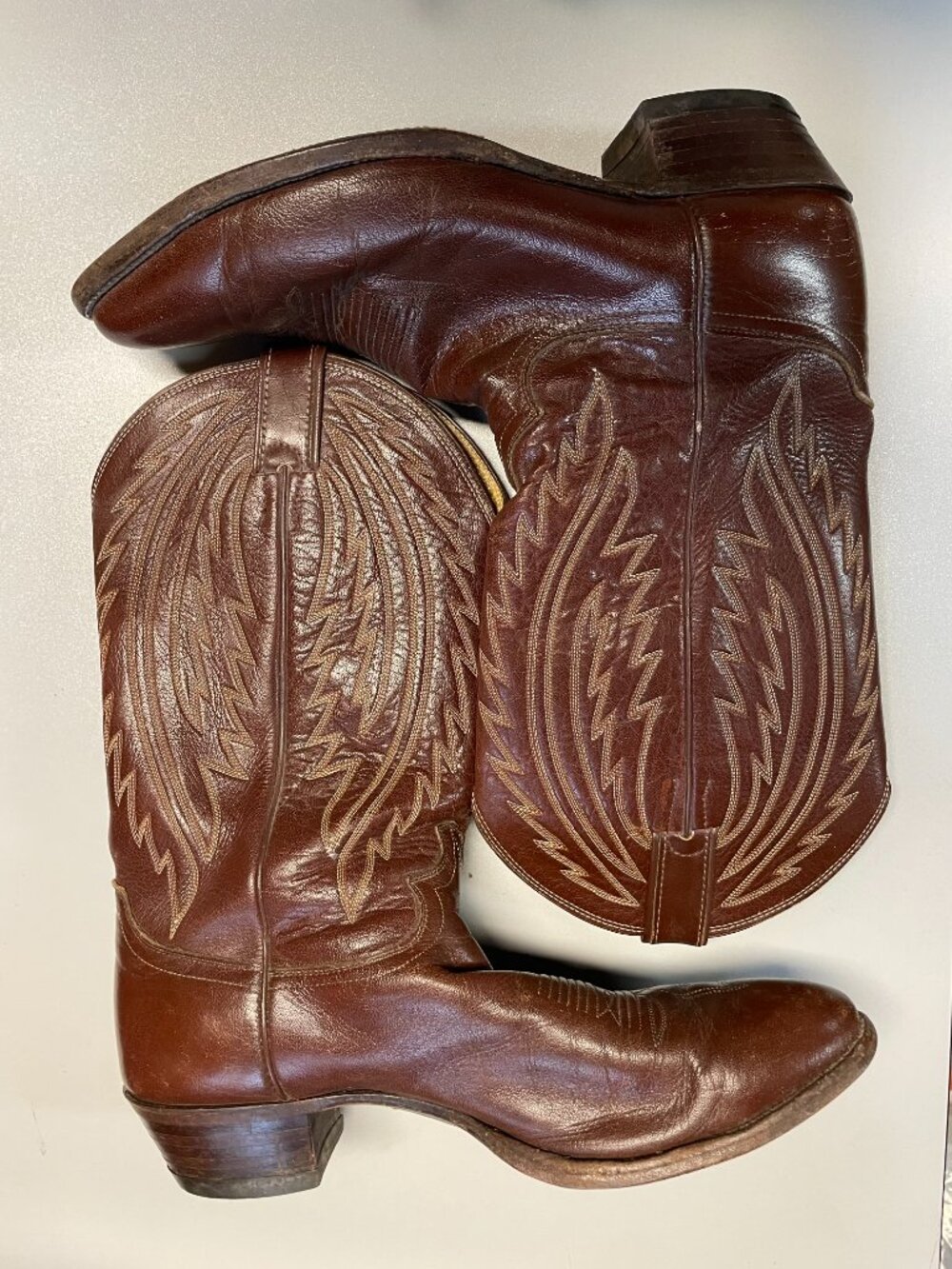 JUSTIN BOOTS Men's 1220 Cowboy Western Boots Size 11.5D In Brown - Picture 3 of 10